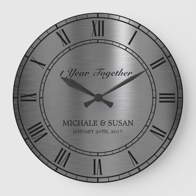 Silver Wedding Anniversary (Personalise) Large Clock (Front)