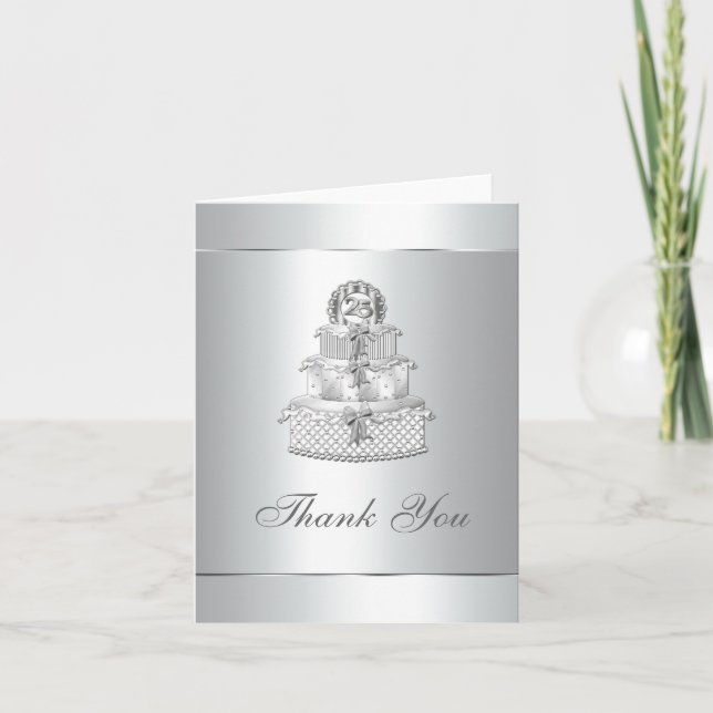 Silver Wedding Anniversary Thank You Cards (Front)