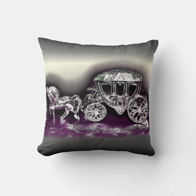 Silver Wedding Anniversary with a Silver Coach Cushion (Front)