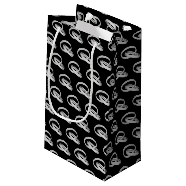 silver wedding bands connected small gift bag (Back Angled)