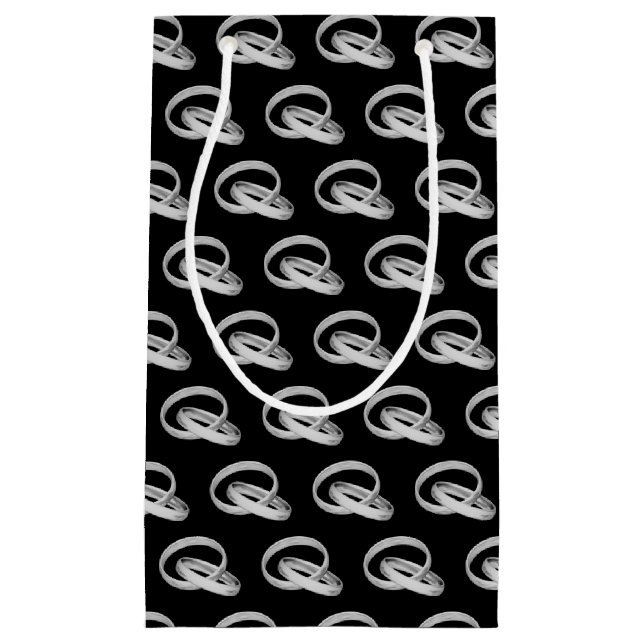 silver wedding bands connected small gift bag (Front)