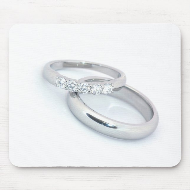 Silver Wedding Bands/Save the Date Mouse Mat (Front)