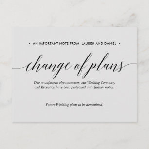 Silver Wedding Change of Plans Postponed Cancelled Announcement Postcard
