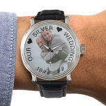 Silver Wedding Custom Years Photo Watch<br><div class="desc">Personalised photo watch for your silver wedding (or personalise for anything you want!). The template is set up for you to add your own photo and you can also edit all of the text if you wish. The wording sits on a semi-transparent border overlay above your photo. The sample text...</div>