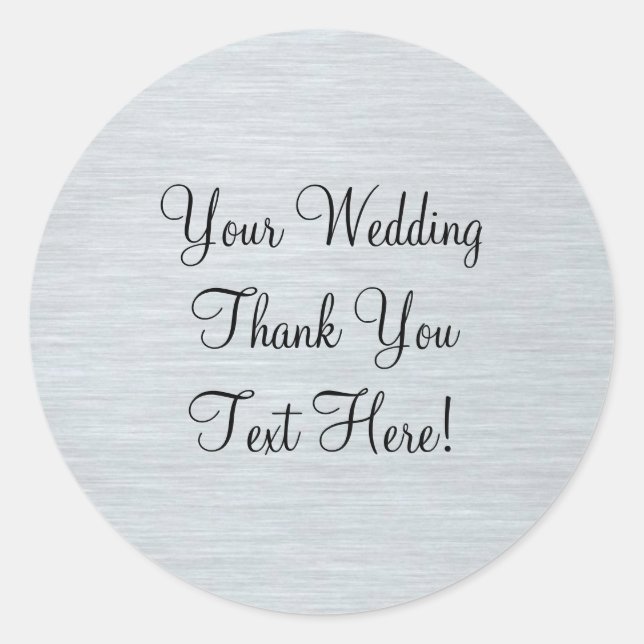 Silver Wedding Favour Thank You Sticker (Front)