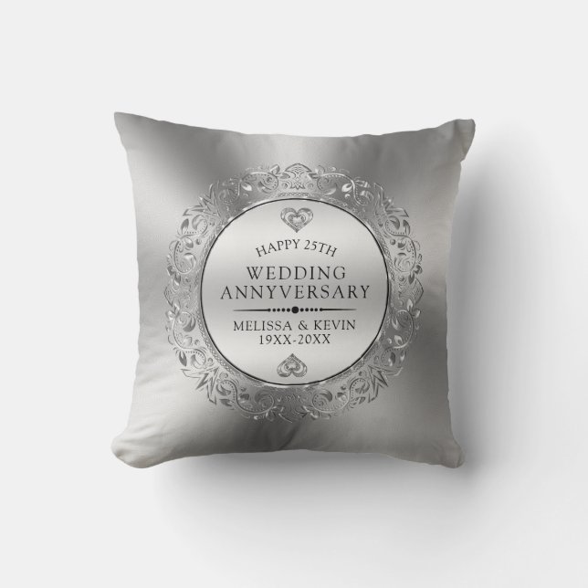 Silver wedding floral mandala cushion (Front)