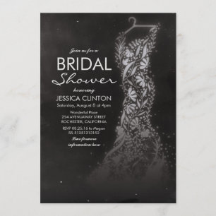 Silver Wedding Gown Vintage Floral Bridal Shower Invitation