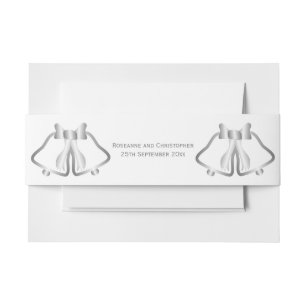 Silver Wedding Invitation Belly Band Bells Ribbon