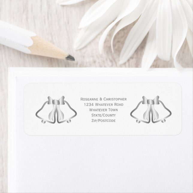 Silver Wedding Invitation Return Address Label (Insitu)