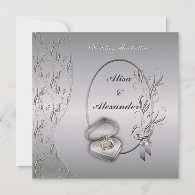 Silver Wedding invitations Announcements (Front)