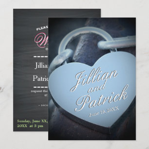 Silver Wedding Lovers Padlock Fab Fun Invitation