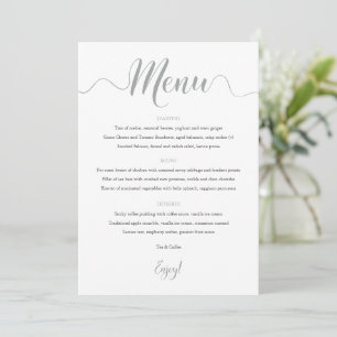 Silver Wedding Menu Card