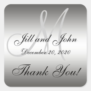 Silver Wedding Personalised Thank You Square Label