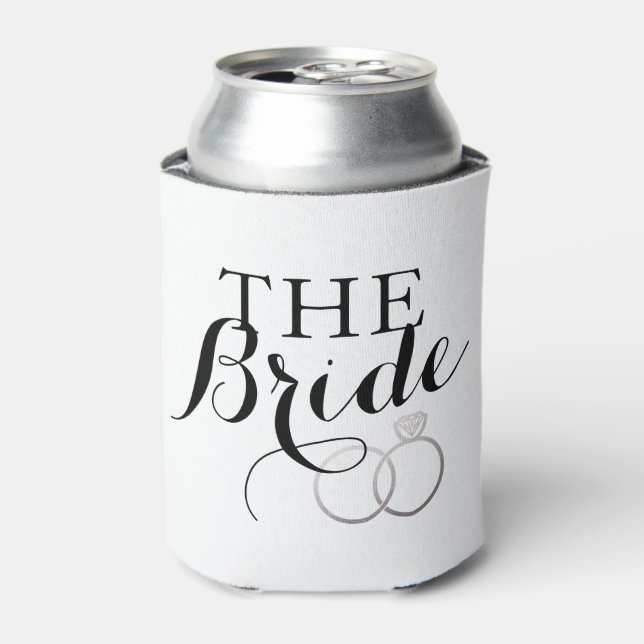 Silver Wedding Rings Bride Custom Can Cooler (Can Front)