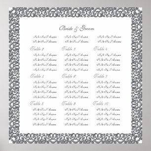 Silver wedding seating charts border