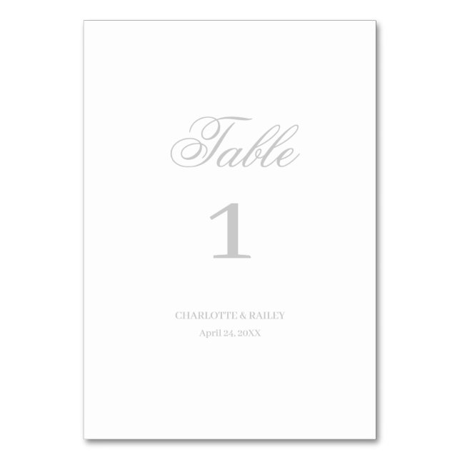 Silver Wedding Table Number (Front)