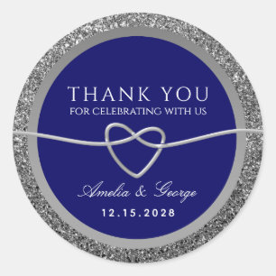 Silver Wedding Thank You Classic Round Sticker