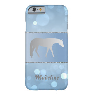 Silver Western Pleasure Horse on Blue Brokeh Barely There iPhone 6 Case