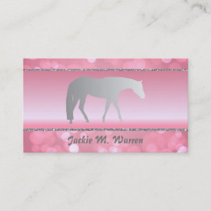 Silver Western Pleasure Horse on Pink Brokeh Business Card