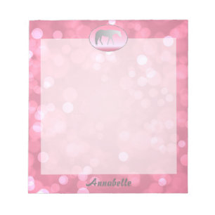Silver Western Pleasure Horse on Pink Brokeh Notepad