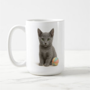 Silver Whiskers – Russian Blue Kitten Coffee Mug