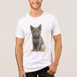Silver Whiskers – Russian Blue Kitten Tri-Blend Shirt