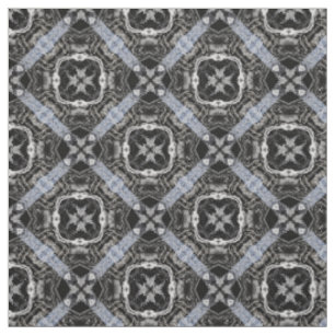 Silver, White, and Black Tiled Pattern Fabric