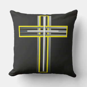Silver, White, and Gold Layered Cross Cushion