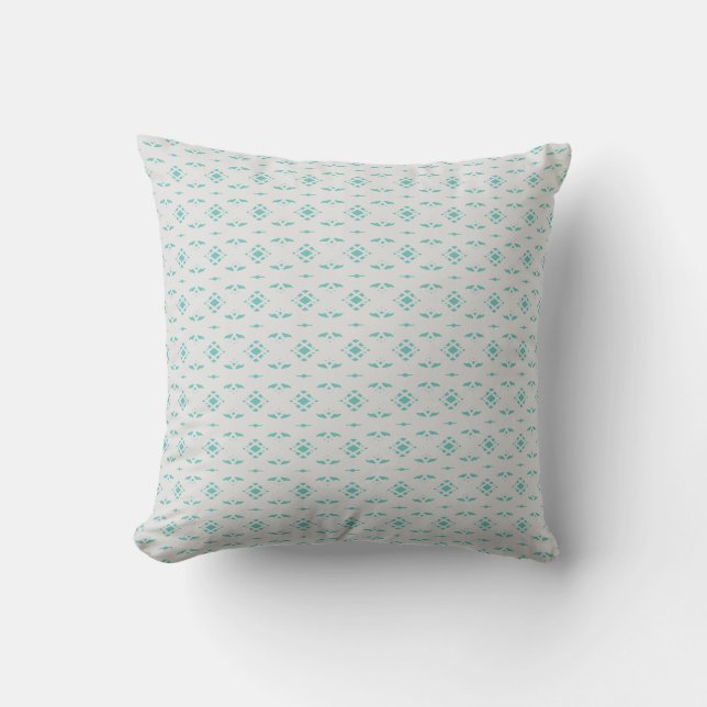 Silver White and Teal Turquoise Cushion (Front)