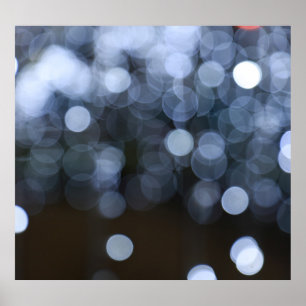 Silver, white bokeh night background. poster