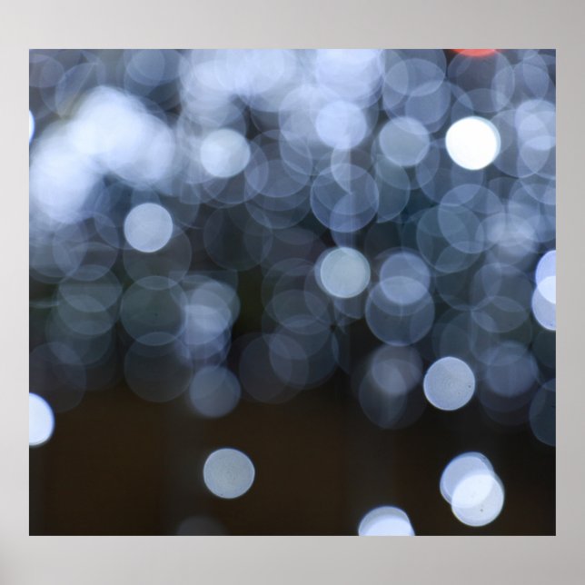 Silver, white bokeh night background. poster (Front)
