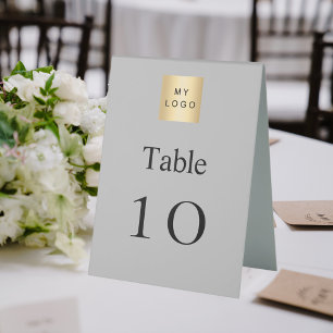 silver white business logo table number