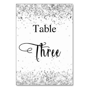 Silver white calligraphy table three 3 number