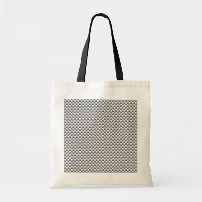 Silver White Carbon Fibre Print Tote Bag (Front)