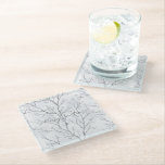 Silver White Christmas Winter Trees Glass Coaster<br><div class="desc">Silver White Christmas Winter Trees</div>