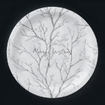 Silver White Christmas Winter Trees Paper Plate<br><div class="desc">Silver White Christmas Winter Trees</div>