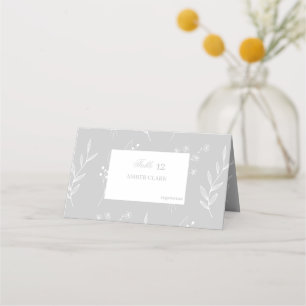 Silver White Corner Floral Boho Wedding Place Card