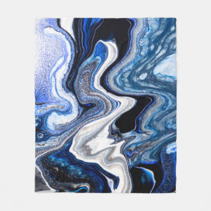 Silver white, deep sea marble texture. fleece blanket