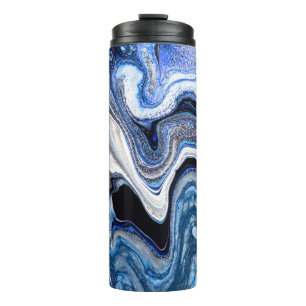Silver white, deep sea marble texture. thermal tumbler