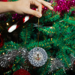 Silver White Diamonds Christmas Nutcracker Ornament<br><div class="desc">Colourful Christmas nutcracker ornament design with a holiday wreath on a candy cane set against a metallic silver texture print background. Image of a white diamond mandala background. Custom text in black.</div>