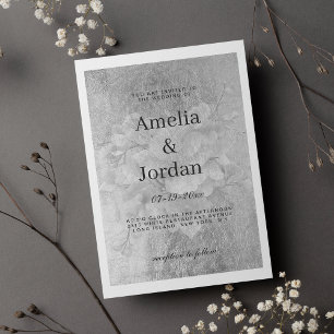 Silver white elegant cherry blossom floral wedding invitation