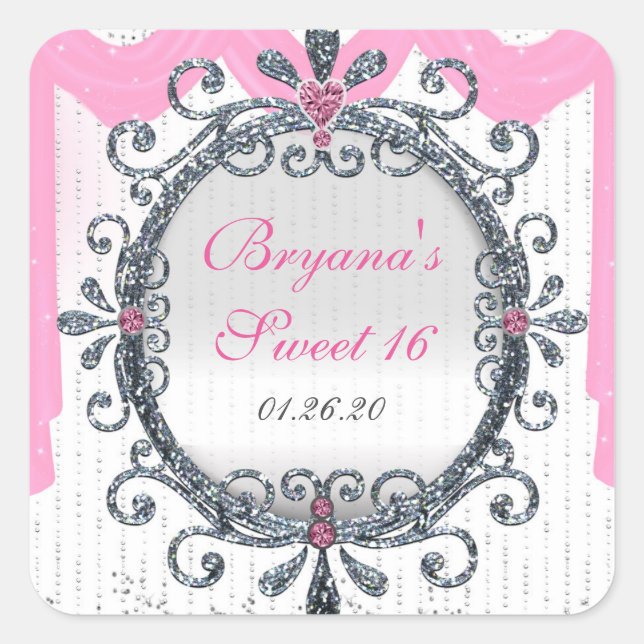Silver White Fancy Frame Birthday Party Sticker (Front)