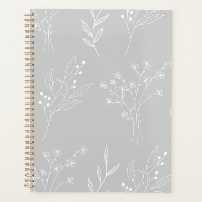 Silver White Floral Boho Wedding Planner (Front)