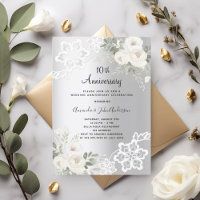 Silver white florals 10th wedding anniversary