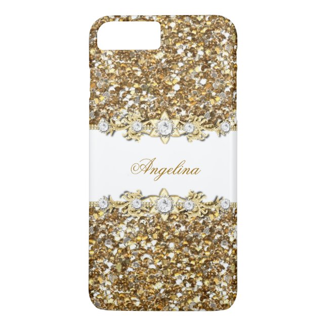 Silver White Gold Faux Diamond Jewel Glitter Case-Mate iPhone Case (Back)