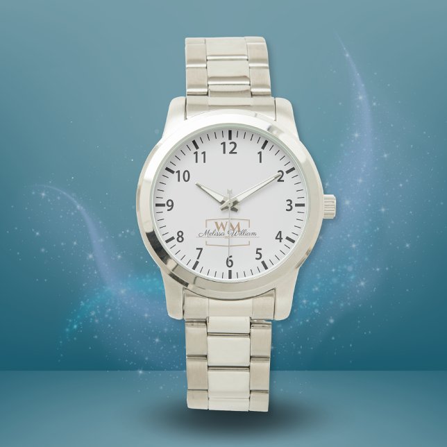 Silver White Gold Monogram Name Script Watch (Creator Uploaded)