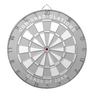 Silver & White Graduation   Custom Text Dartboard
