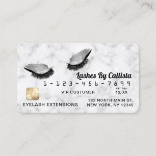 Silver White Grey Marble Glitter Lashes Credit Business Card