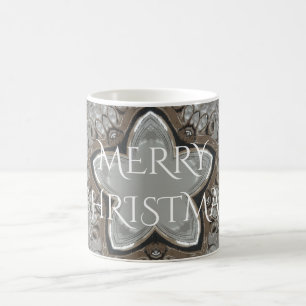 Silver White Grey Shiny Star Merry Christmas Coffee Mug