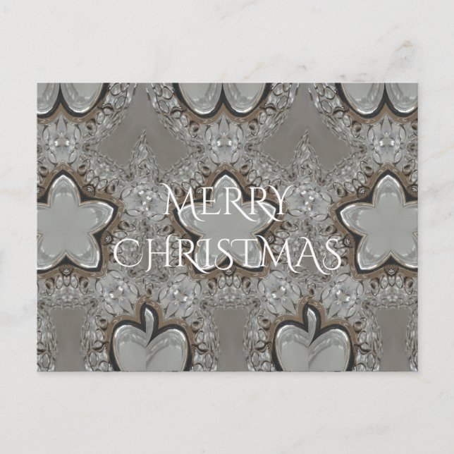 Silver White Grey Shiny Star Merry Christmas Holiday Postcard (Front)